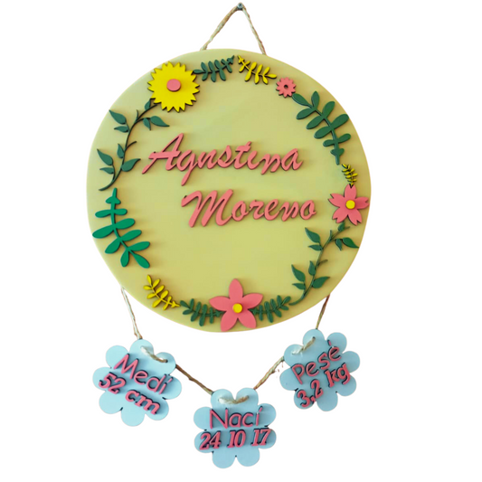 Colgante Circular Dormitorio Flores